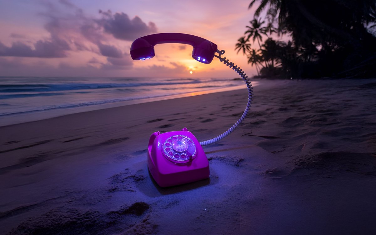 Téléphone rare au bord de la mer